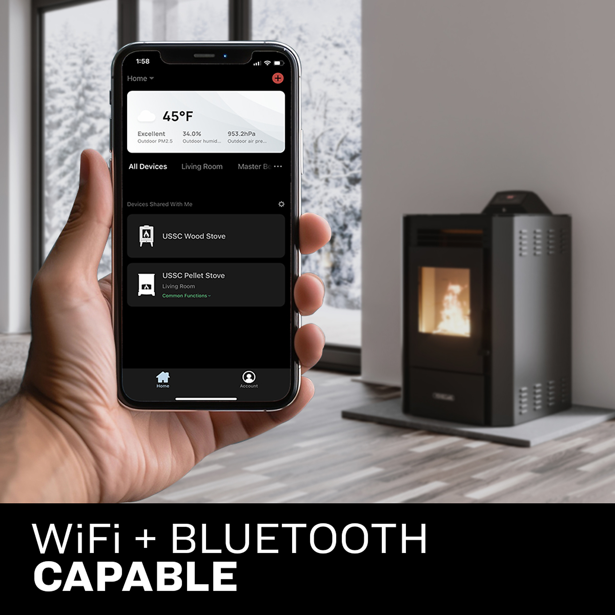 Vogelzang, WiFi Pellet Stove - 2500 BTU/Hour - Heats up to 1300 Square Feet, Model# VG5713-W